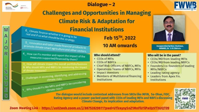 Challenges and Opportunities in managing Climate risk & monitoring adaption for Financial Institutions Dialogue 2